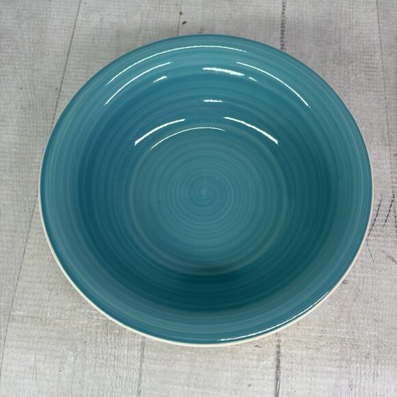 Dover & York DYO1 CIRCLES Rings Swirl Aqua Stoneware Cereal Soup Bowls Set of 2 - Picture 2 of 16